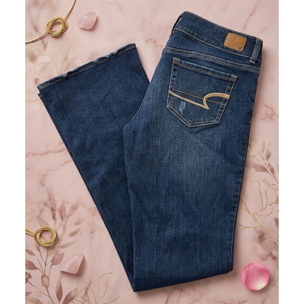 American Eagle Artist Flare Bootcut Jeans Womens 8 R Distressed Blue Y2K Boho